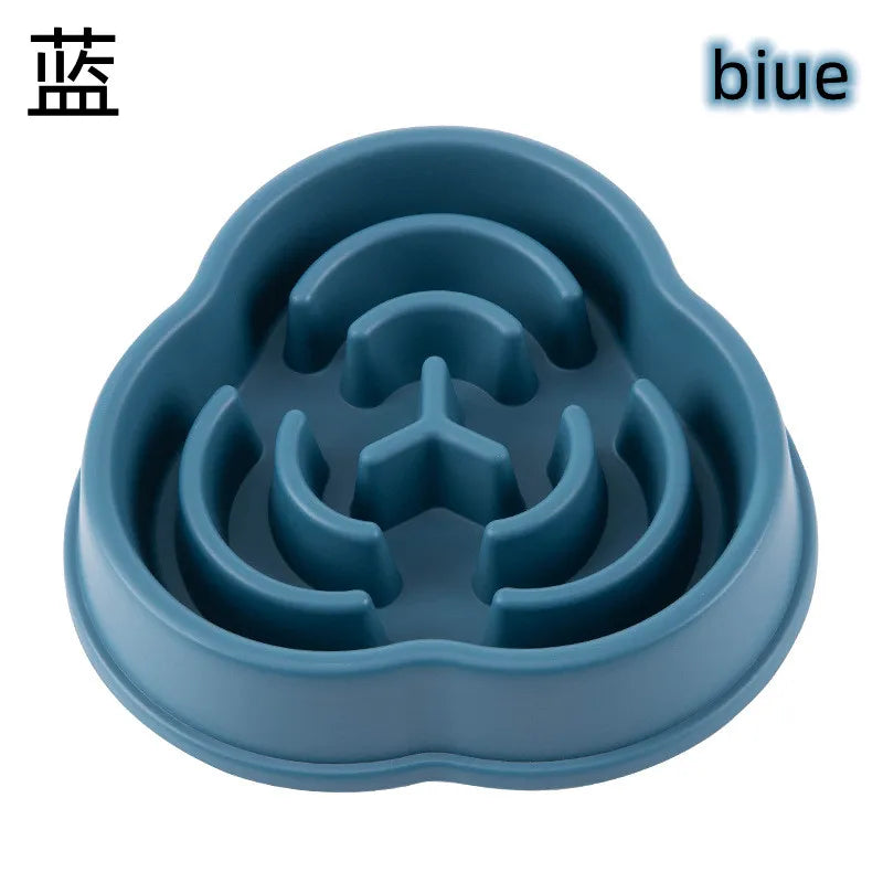 Blue anti-choking pet feeder bowl multiple colors with maze design to slow pet eating
