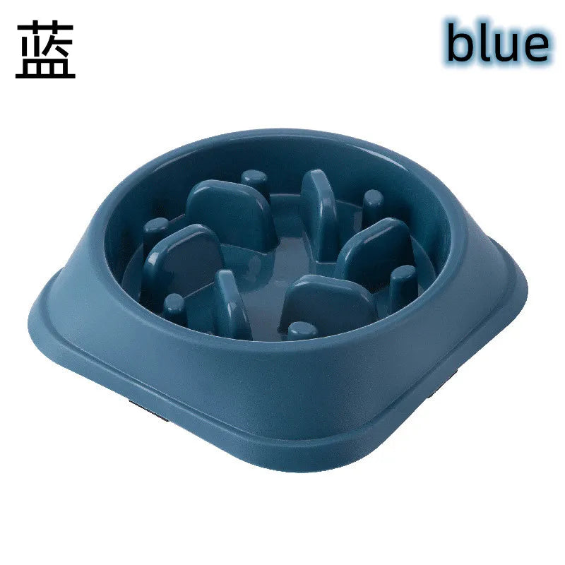 Blue anti-choking pet feeder bowl multiple colors by Paw Care USA designed to slow pet eating