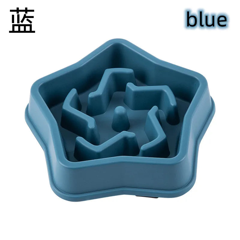 Blue anti-choking pet feeder bowl multiple colors star-shaped slow feeder for dogs