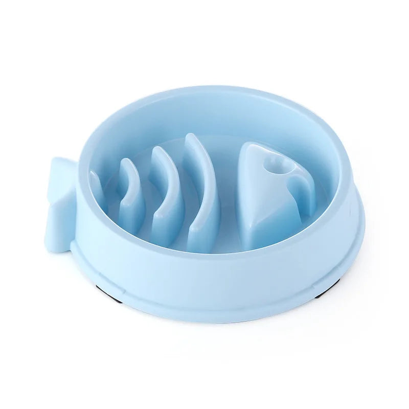 Paw Care USA anti-choking pet feeder bowl multiple colors in light blue with slow feed design
