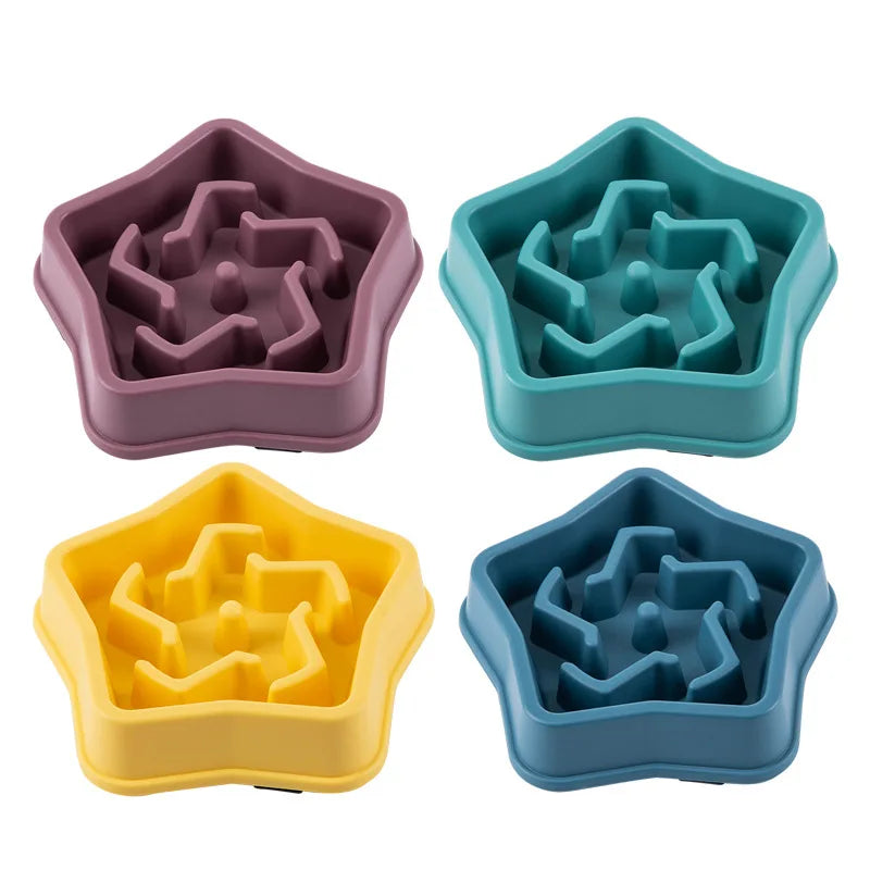 Paw Care USA anti-choking pet feeder bowl multiple colors in star shape for slow feeding
