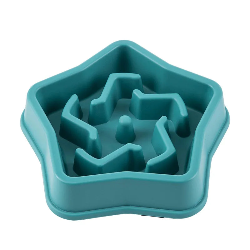 Paw Care USA anti-choking pet feeder bowl multiple colors in teal with maze design to slow pet eating