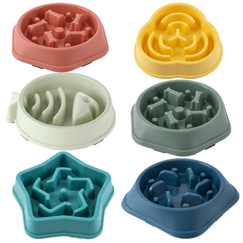 Paw Care USA anti-choking pet feeder bowl multiple colors with unique maze designs to slow pet eating