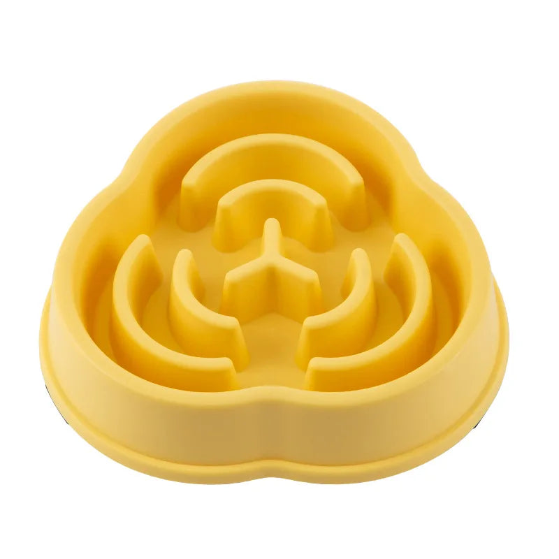 Paw Care USA yellow anti-choking pet feeder bowl multiple colors with raised maze design