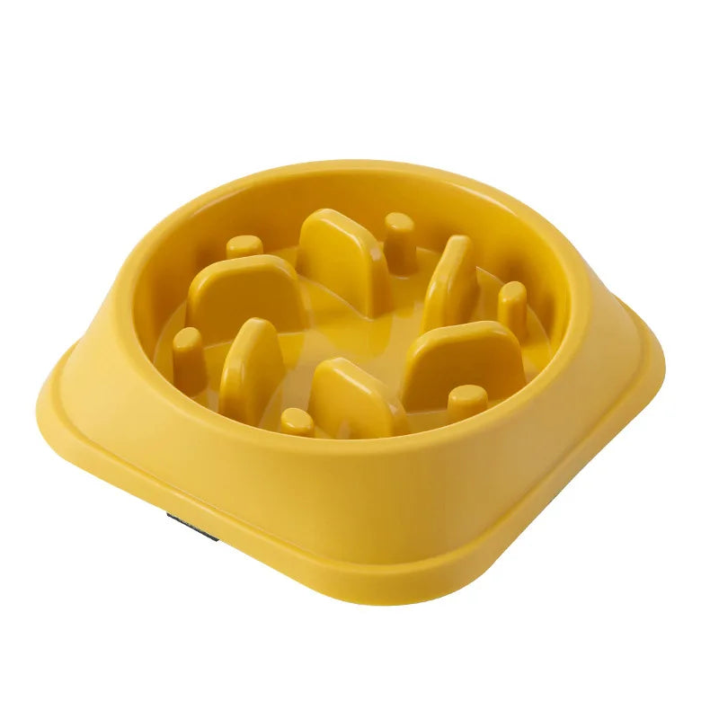 Anti-choking pet feeder bowl multiple colors yellow slow feeding bowl for pets by Paw Care USA