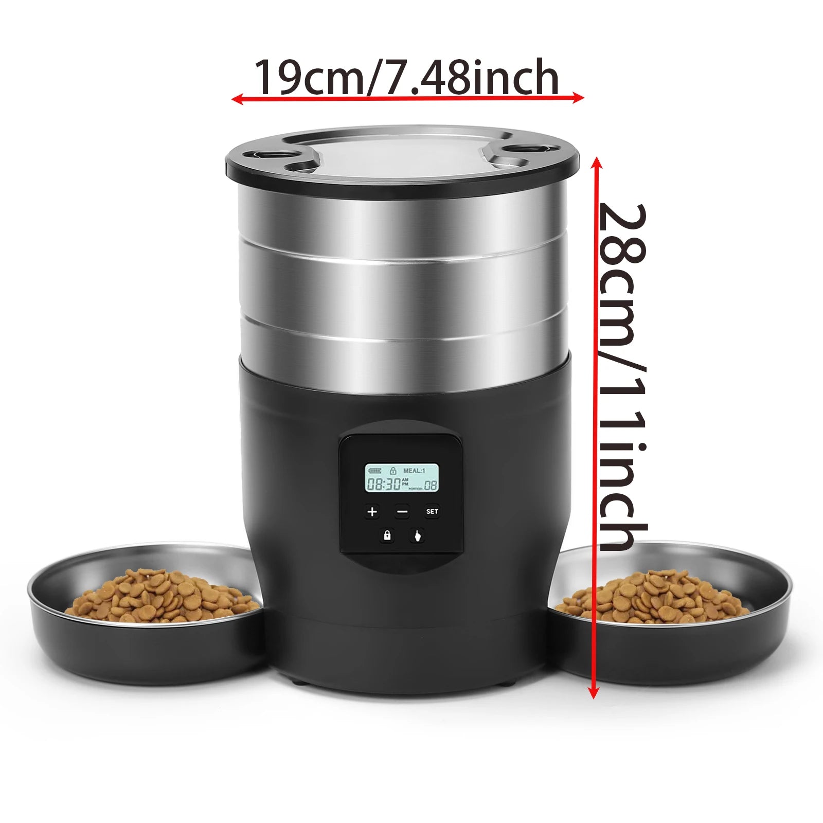 Paw Care USA automatic pet feeder with app control and dual food bowls for portioned feeding