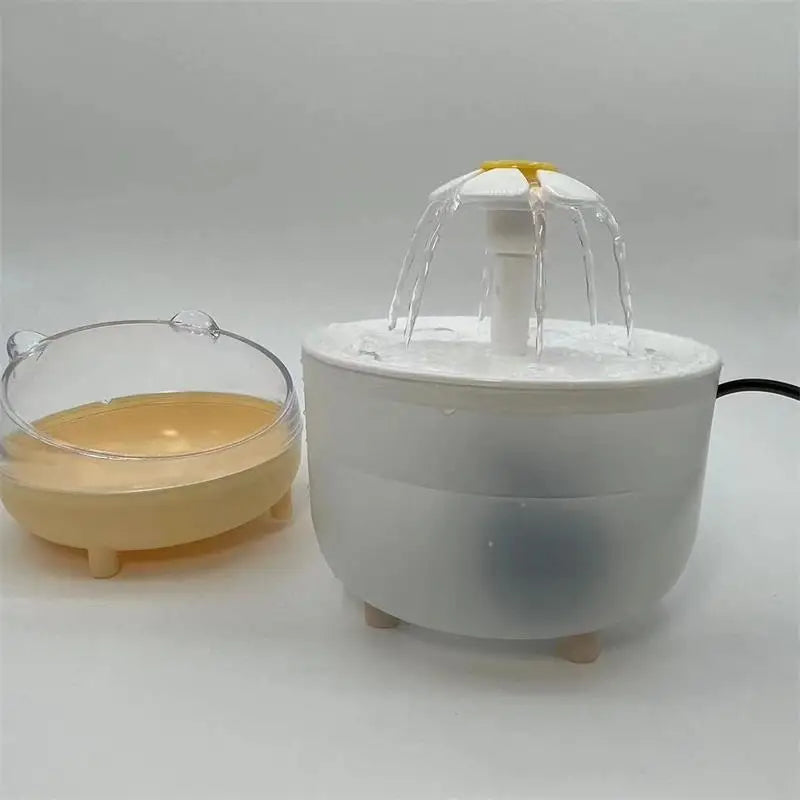Paw Care USA automatic pet water fountain in white with multiple water streams for pets
