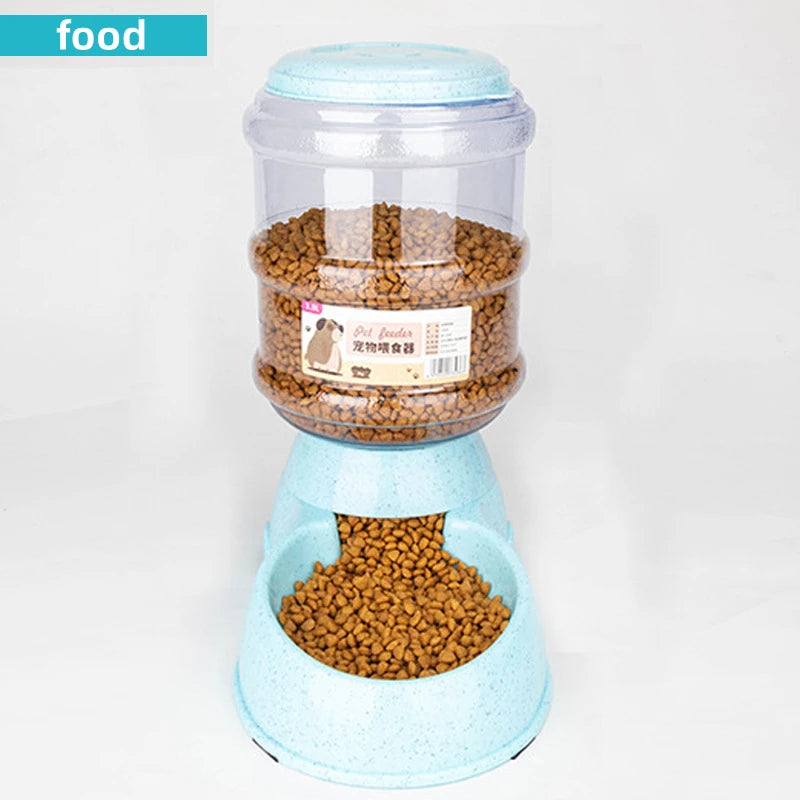 Best pet feeding station for small dogs with blue automatic dry food dispenser by Paw Care USA