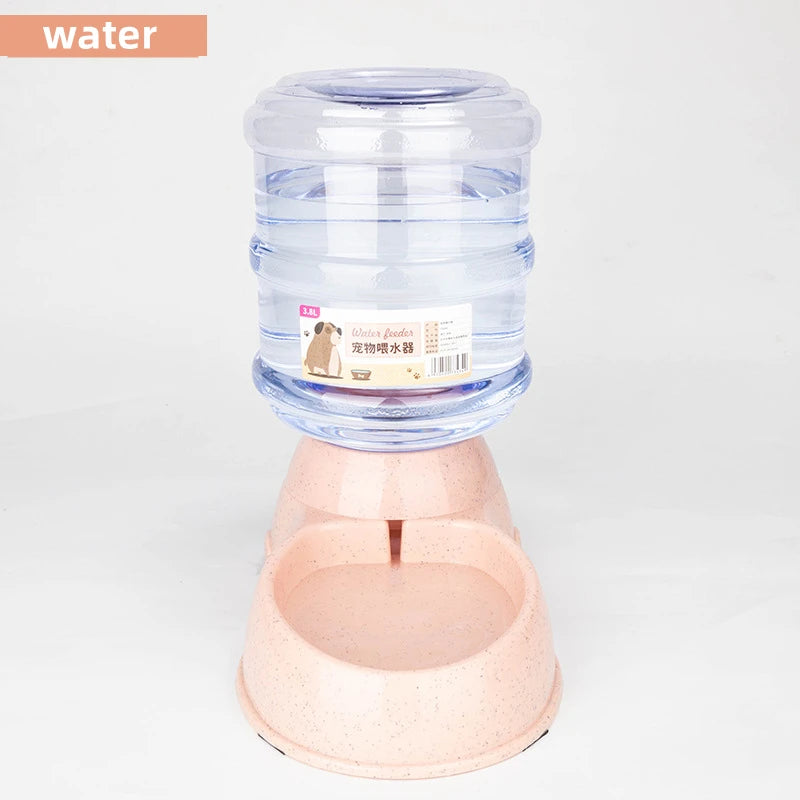 Best pet feeding station for small dogs with large transparent water dispenser and pink base