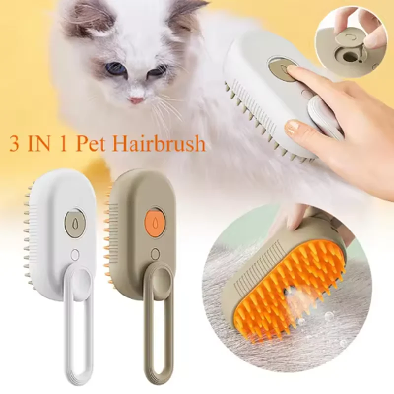 Best pet hairbrush Massage for Cats Dogs 3 in 1 pet hairbrush with soft bristles for grooming and cleaning