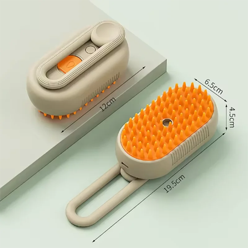 Paw Care USA best pet hairbrush Massage for Cats Dogs with soft orange silicone bristles and ergonomic handle