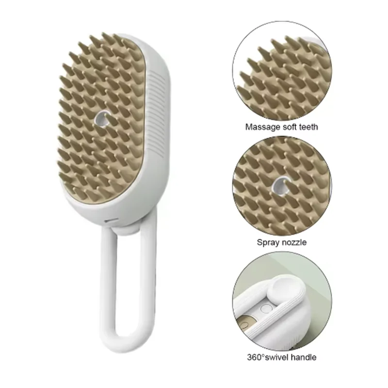 Paw Care USA best pet hairbrush Massage for Cats Dogs with massage soft teeth spray nozzle and 360 swivel handle