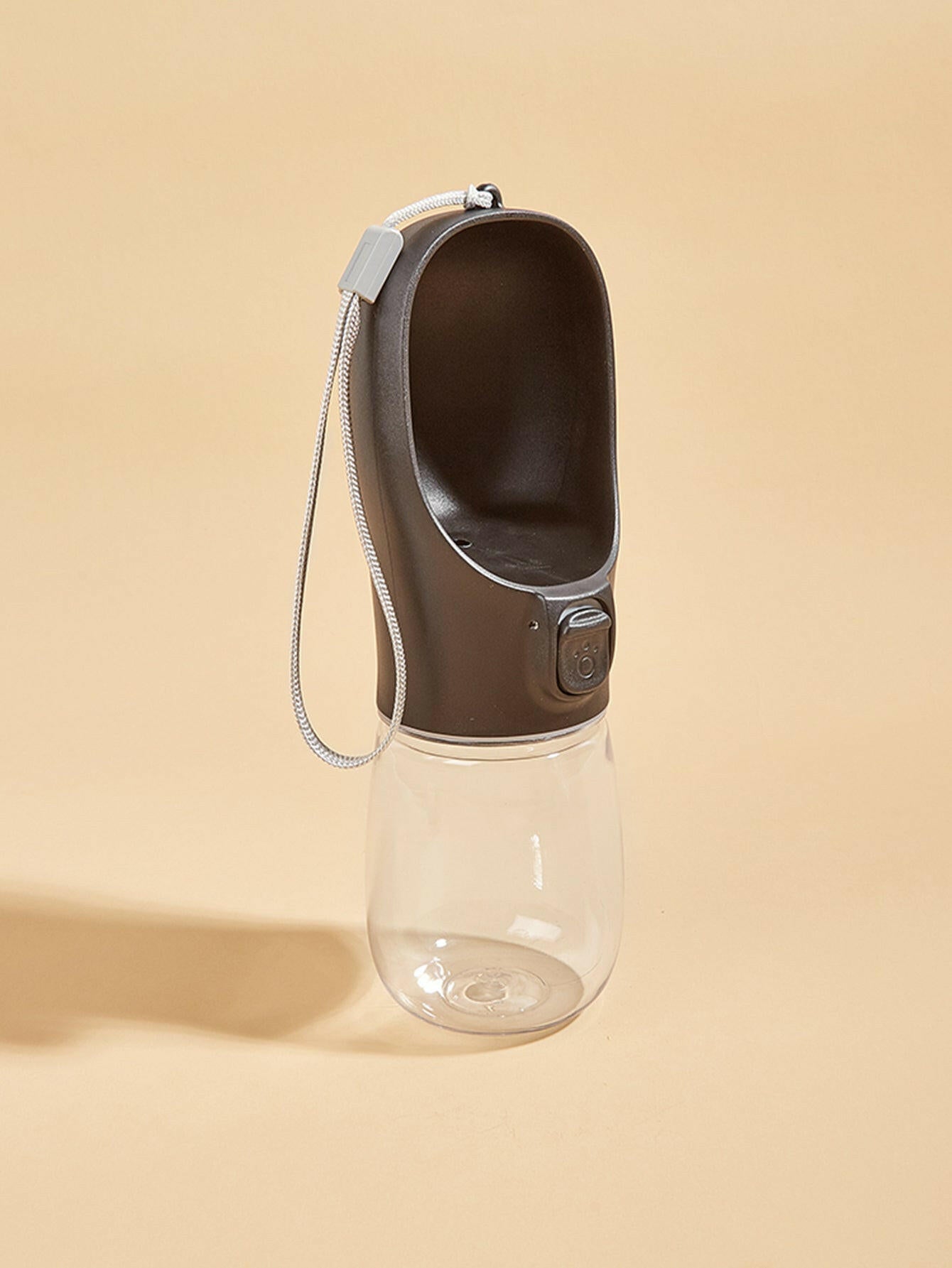 Paw Care USA dog and cat travel water dispenser in black with clear water container and carrying strap