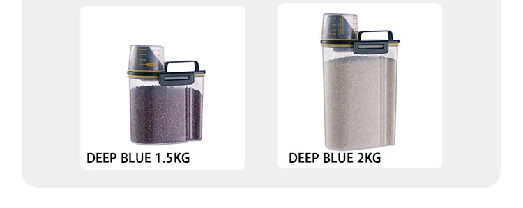 Paw Care USA large pet food storage container in deep blue color available in 1.5kg and 2kg sizes