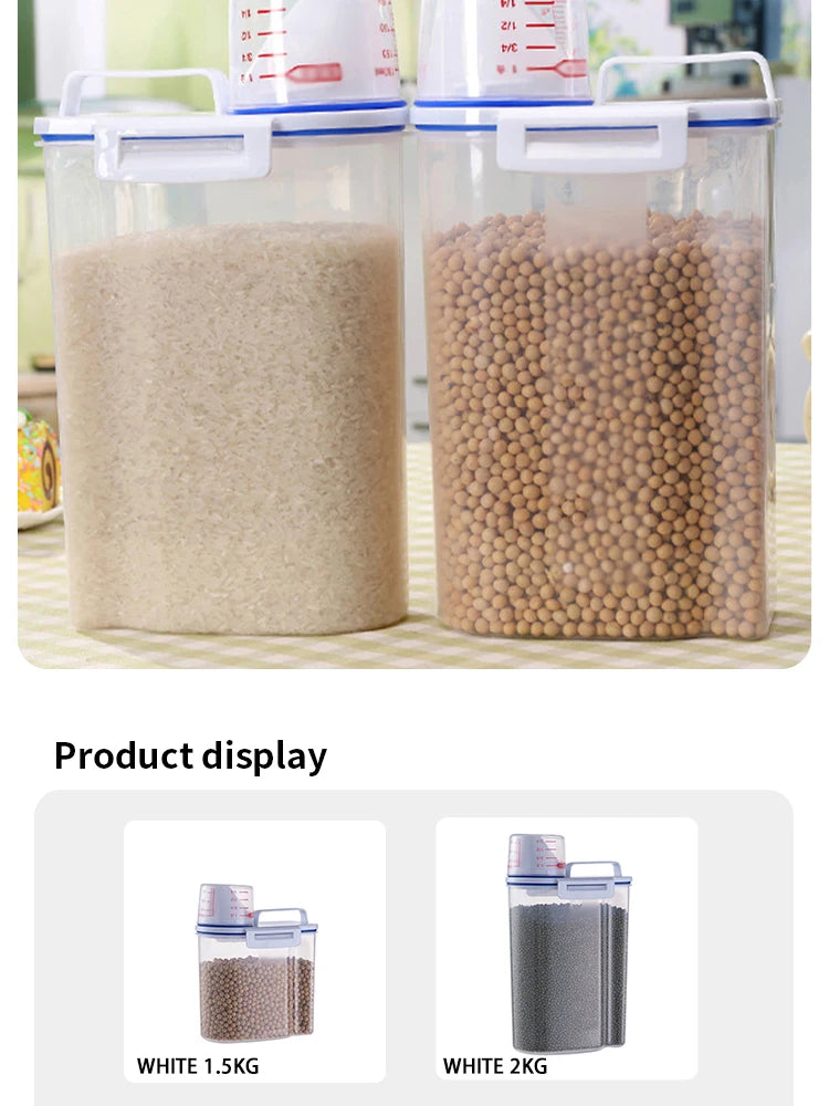 Large pet food storage container by Paw Care USA with secure blue lid and clear body for easy content viewing