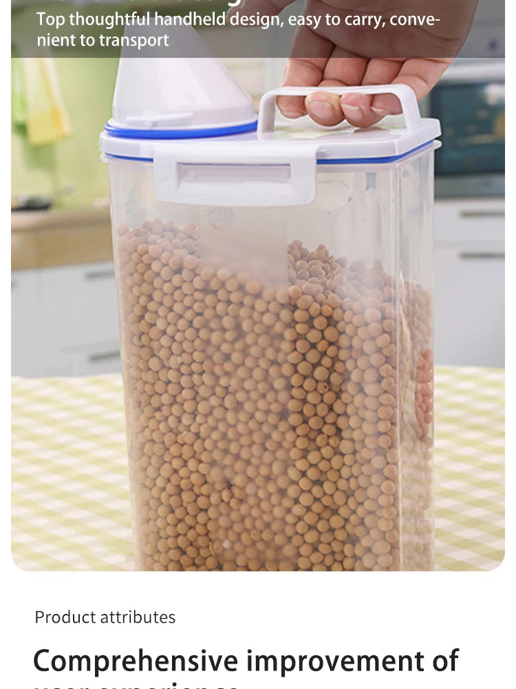 Large pet food storage container by Paw Care USA with a handheld design for easy carrying and transport