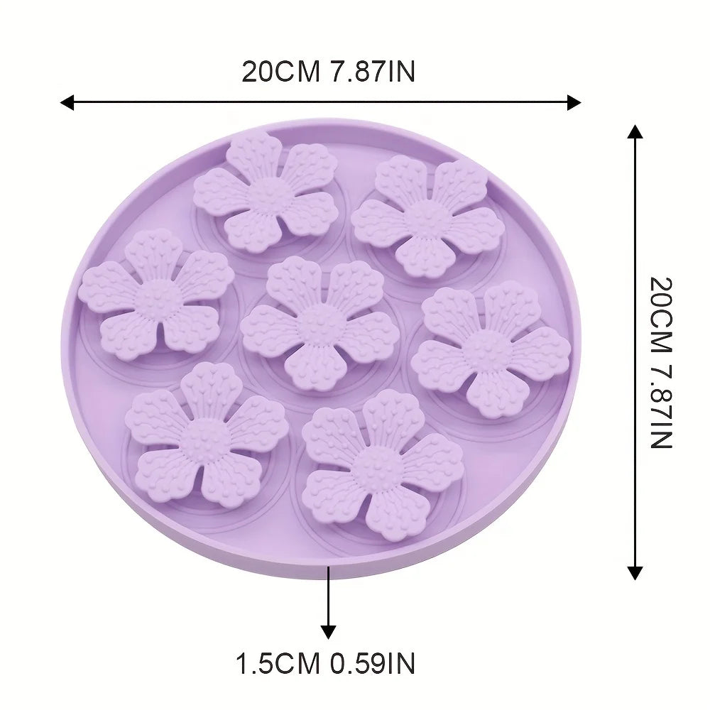 Purple pet slow feeding bowl for dogs with flower-shaped obstacles to promote slow eating