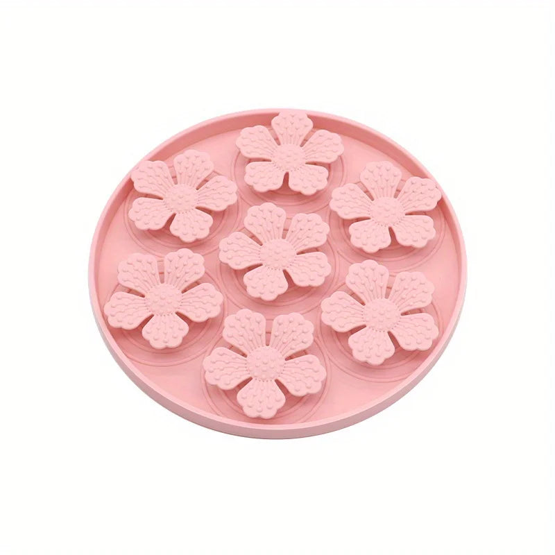 Pink Paw Care USA pet slow feeding bowl for dogs with flower-shaped obstacles to slow eating
