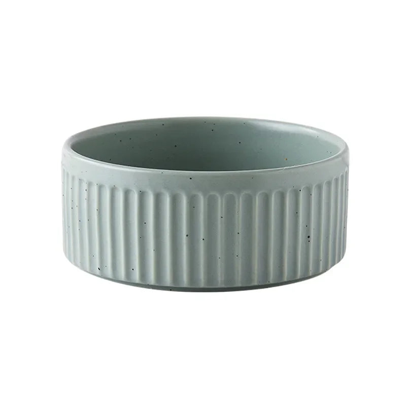 Paw Care USA premium ceramic pet food and water bowls with textured gray design