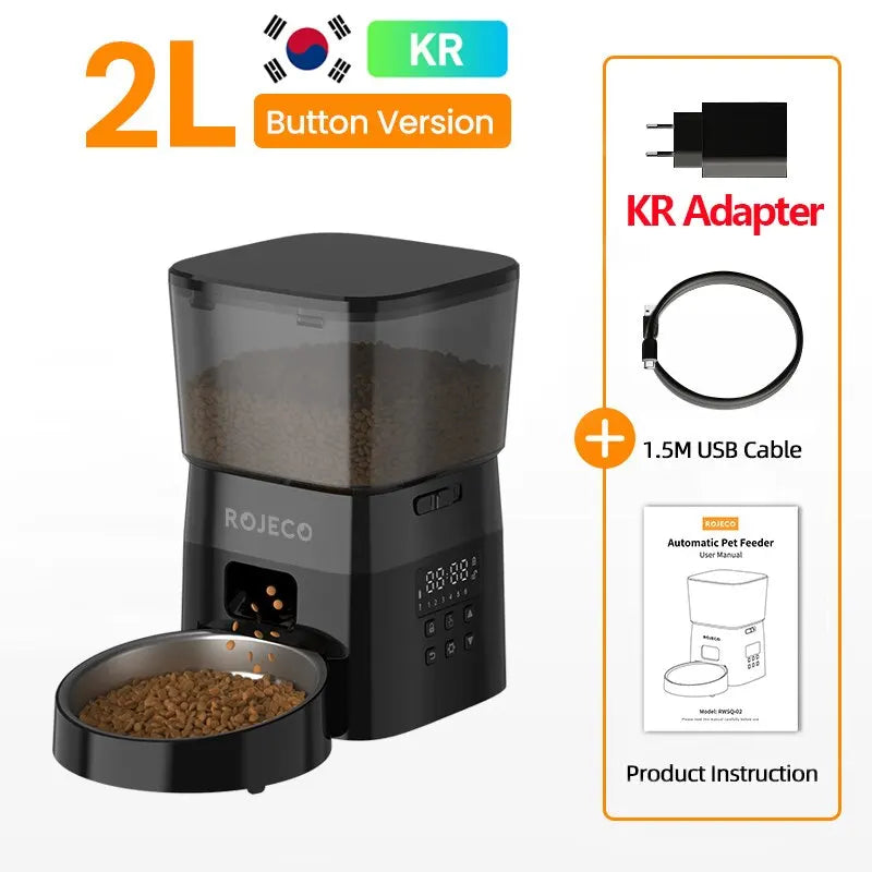 Best automatic food dispenser for pets USA with 2-liter capacity and button control by Paw Care USA