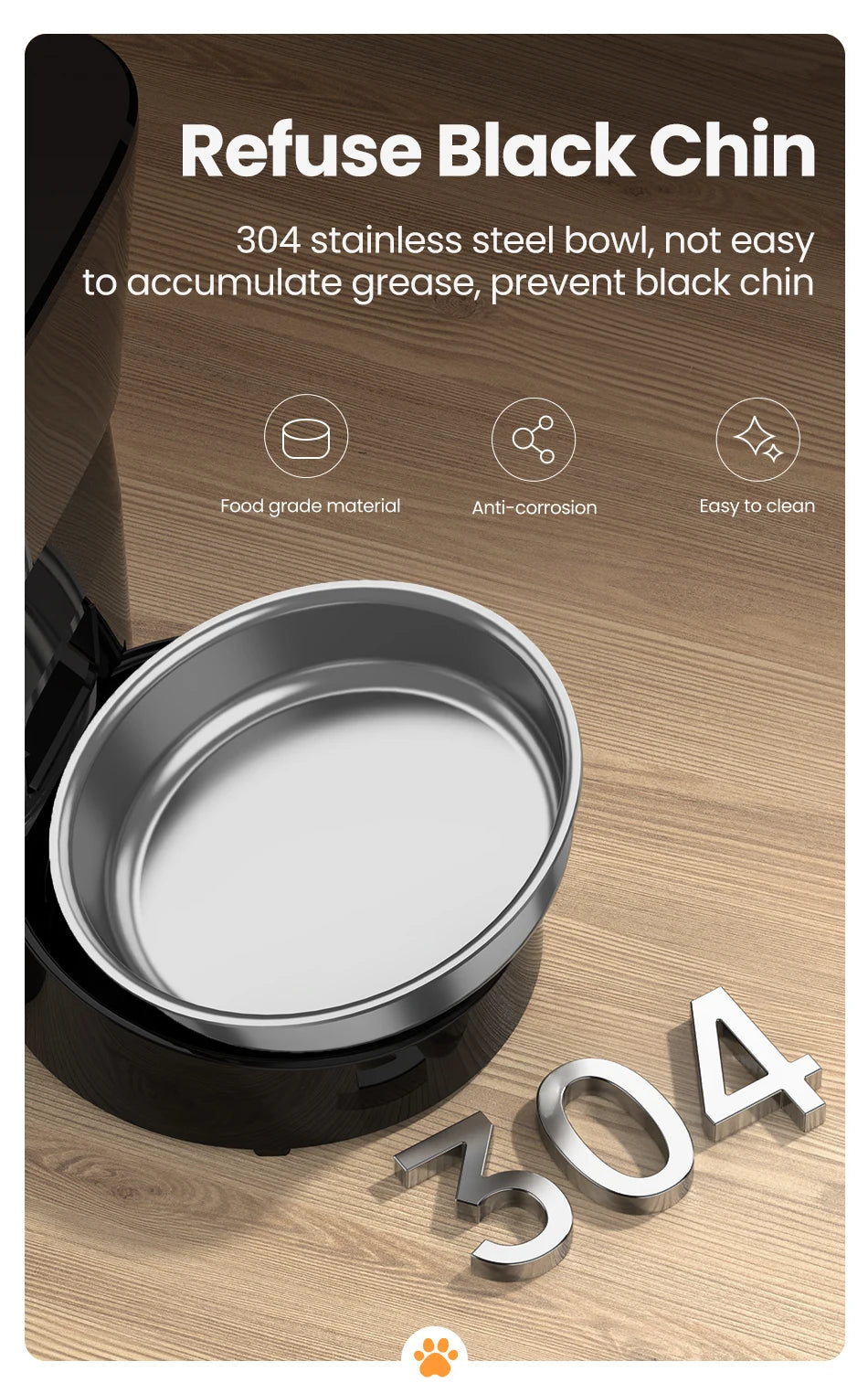 Stainless steel bowl of the best automatic food dispenser for pets USA with easy to clean design