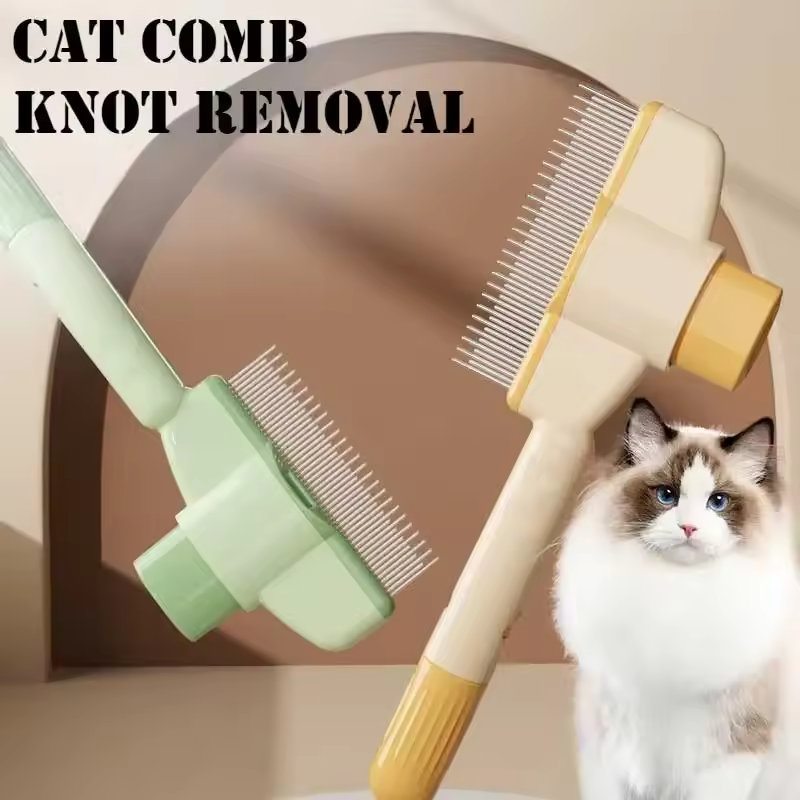 Self cleaning pet hair remover grooming tool with fine teeth for cat comb knot removal by Paw Care USA