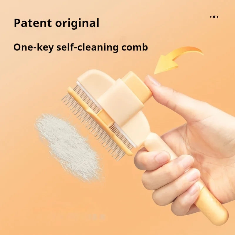 Self Cleaning pet hair remover grooming tool with one-key self-cleaning comb for easy pet hair removal
