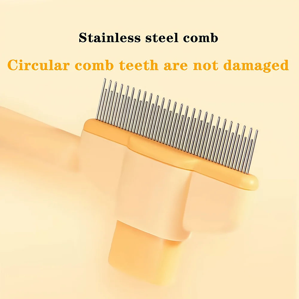 Paw Care USA self cleaning pet hair remover grooming tool with stainless steel comb and circular teeth