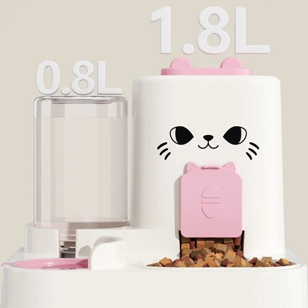 Paw Care USA 2-in-1 smart cat feeder with water fountain featuring 1.8L food and 0.8L water capacity